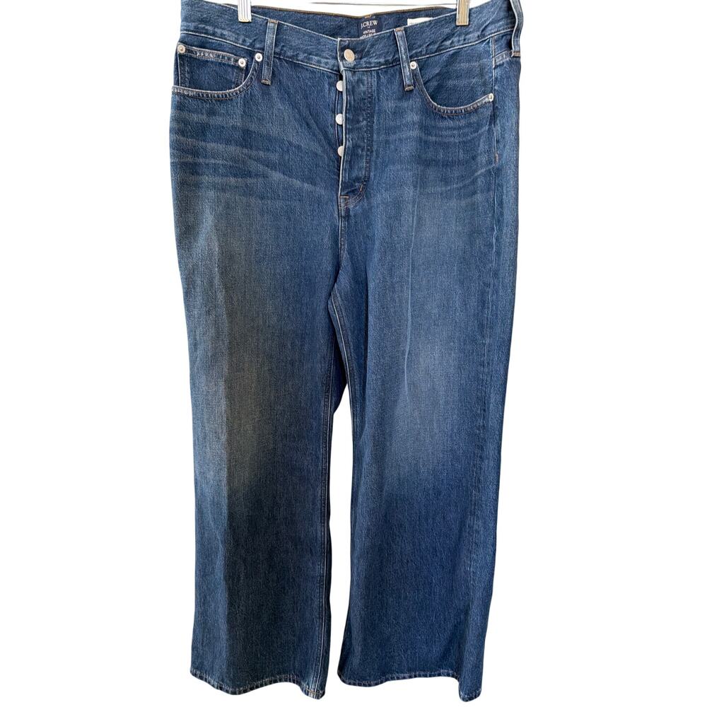 J. Crew Vintage Wide Leg Jeans Women's Size 32 Button Fly Normcore Preppy Denim
